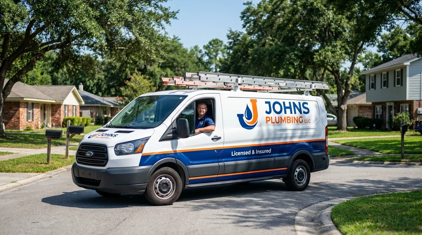 Johns Plumbing LLC service van in Locust Grove, GA