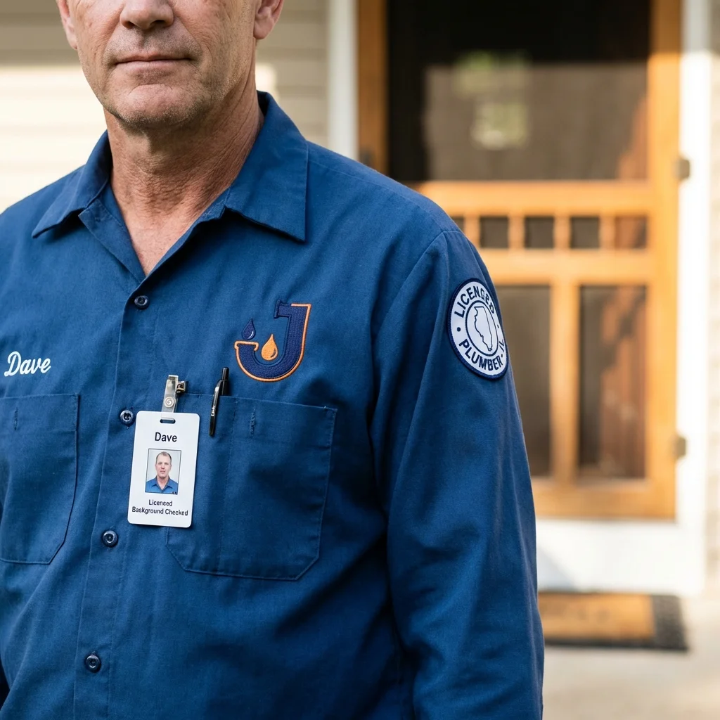 Licensed plumber showing ID badge in Locust Grove, GA